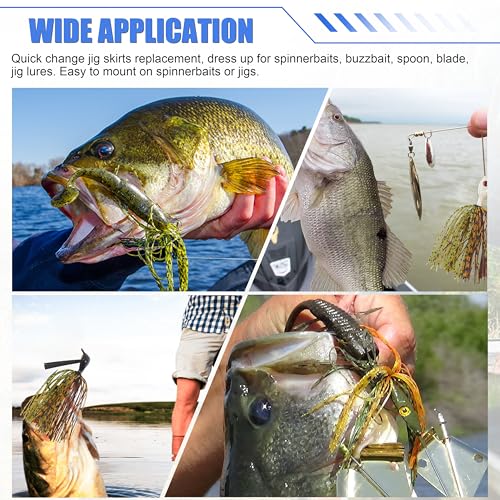 Spinner Bait Skirt Jig Skirts Replacement DIY Fishing Lure Making Supplies Soft Skirt for Spinnerbaits Bass Fishing Jigs Buzzbait Squid Jigs Fishing Lure Skirts - style: A-skirts-18pcs