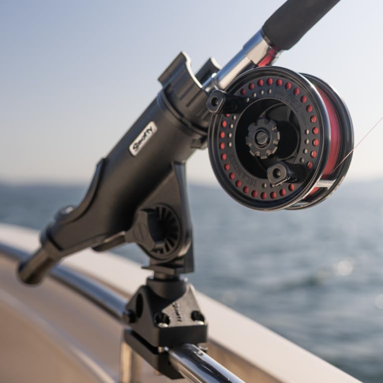 Scotty #230-BK Powerlock Black Rod Holder with #241 Side Deck Mount | 360 Degree Rotation, Heavy-Duty Nylon, Fishing Accessory, Adjustable