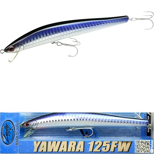 Lucky Craft FlashMinnow 125 YAWARA Saltwater Fishing Lure, Jerkbait for Halibut and Sea Bass, Long Casting Fishing Gear, Slow Sinking 5in 0.7oz, Tackle Box and Fish Accessories - color: 7635 KL Zebra Purple Anchovy, size: 125FW, style: No Scales
