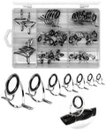 IZTOSS Fishing Rod Tip Repair Kit Fishing Rod Guides Replacement Kit Black Stainless Steel, Wear Resistant Ceramic Ring for Saltwater & Freshwater Fishing Rod 60/90Pcs - color: 60PCS