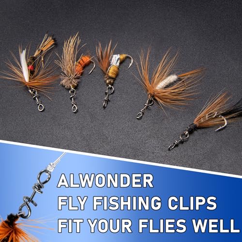 Alwonder 150-Pack Fly Fishing Snaps Twist Clips, 3/5 Sizes Stainless Steel Quick Change Lure Snaps No Knot Clip Quick Snap Fast Snap Lure Connector for Jigs Lures Fishing Clips Swivels Terminal Tackle - color: 150-Pack Twist Clips-3 Sizes(S, M, L)-Black