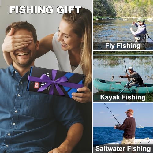 SNAIL TRAIL 7pc Fishing Tool Kit - 17" Pocket Fish Ruler & Knot Tying Guide, Split Ring Pliers, Braid Scissors & Bait Knife. Fish Lip Gripper, Hook Remover and Hook Keeper. Fisherman Gifts