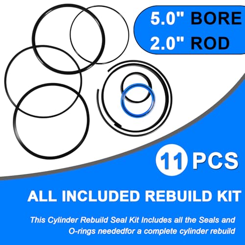 Hydraulic Log Splitter Cylinder Rebuild Seal Kit Suitable for 5.0" Bore x 2.0" Rod Cylinder - size: 5.0" Bore x 2.0" Rod