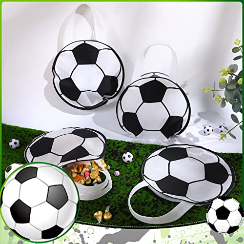 Shihanee 24 Pcs Soccer Party Favor Bags Ball Themed Party Goody Candy Bags Sport Game Treat Handbags Soccer Non Woven Gift Handbags for Sport Theme Supplies - style: Soccer