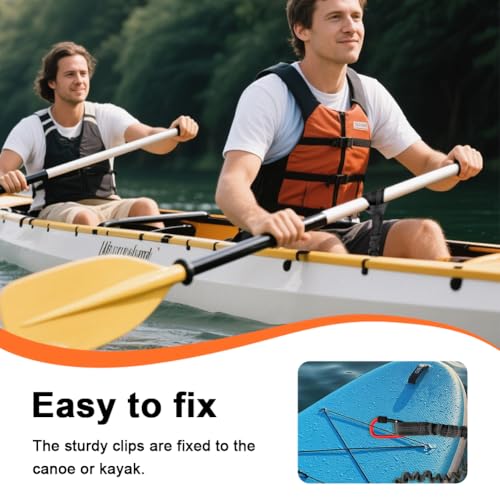 Kayak Paddle Leash, Stretchable Coiled Rod Leash for Kayak, Paddleboard Paddle and Fishing Rod, Extended Length 5"-7", Fishing Accessories for Kayak and Paddles - color: black