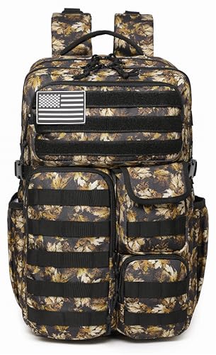 Wotony Tactical Backpack - Military waterproof backpack with multiple pockets and tactical gear for the outdoors (Yellow Maple Leaf, 35L) - color: Yellow Maple Leaf, size: 35L