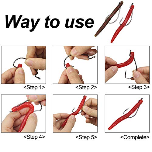 Bass Fishing Worm Hooks Set, 120pcs 3X Offset High Carbon Steel Worm Bait Jig Fish Hooks for Trout Saltwater Freshwater Fishing Tackle Accessories