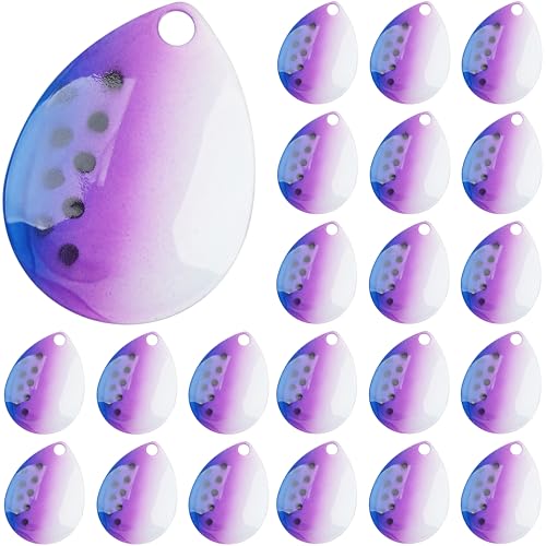 Colorado Blades Spinner Blades Lure Making Kit, 30pcs Colorful Metal Blades Easy Spin Spoons Inline Spinner Walleye Rig Making DIY Fishing Lure Making Supplies for Trout Salmon Bass Fishing - color: Smooth-Purple & White-30pcs