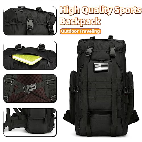 45L Hiking Backpack Waterproof Travel Backpack Lightweight Outdoor Daypack Camping Backpack for Men Women (Black) - color: Black