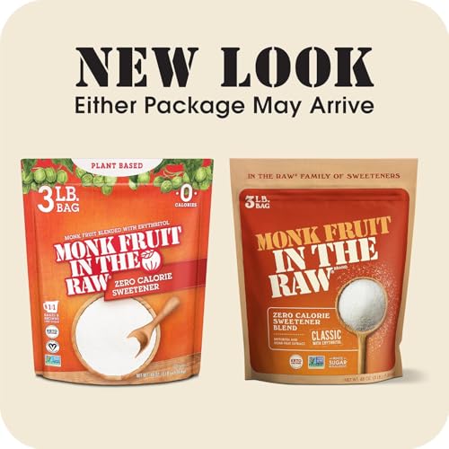 Monk Fruit In The Raw, Sweetener Bag, 3 LB | Keto Certified Monk Fruit Sweetener, Perfect Substitute for Raw Cane Sugar, Good for Baking, Zero Net Carbs, Zero Calories - size: 48 Ounce (Pack of 1)
