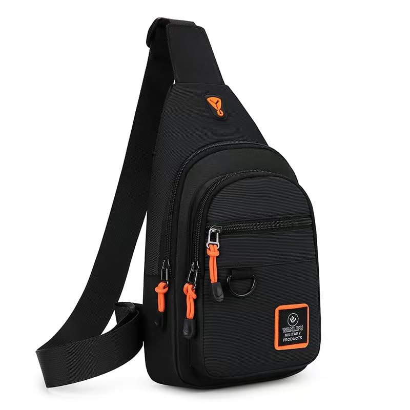 Sling Bag Small Sling Backpack Travel Backpack Hiking Daypack Adjustable Shoulder Strap Chest Bag Multipurpose Cross Body Bag (Black) - color: Black