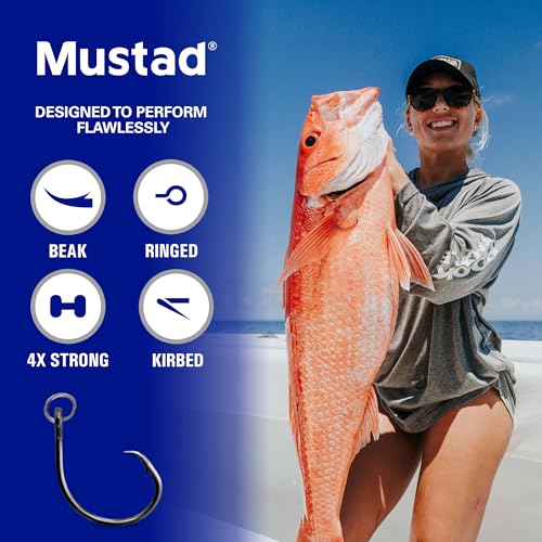 Mustad Ringed Demon Offset Circle 4X Strong - Designed to Perform Flawlessly Featuring Kirbed Hook -Black Nickel - size: Size 5/0 - Pack of 25