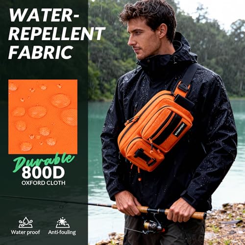 THKFISH Fishing Waist Pack - Waterproof Fanny Pack for Women & Men - Portable Sling Bag for Outdoor & Fly Fishing (ORANGE-LARGE) - color: ORANGE-LARGE