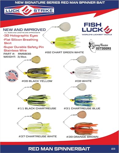 Luck E Strike Redman Spinner Bait by Jimmy Houston, 3/8 Ounce Colorado Spinnerbait - color: White