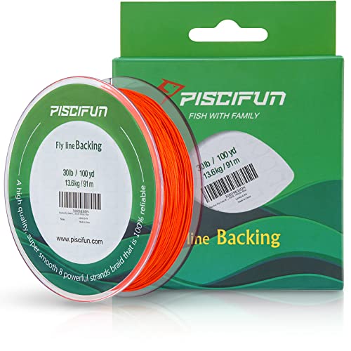 Piscifun Fly Line Backing, Braided Fly Backing Line - color: Orange, size: 30lb/100yd
