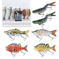 Goture Bass Fishing Lures, Lifelike Jointed Swimbait for Bass Trout Walleye Crappie Pike, Slow Sinking Segment Swimming Bait Fishing Lures for Freshwater and Saltwater, Gifts for Men - color: E2:6pcs Bass Lures with 20pcs Snaps