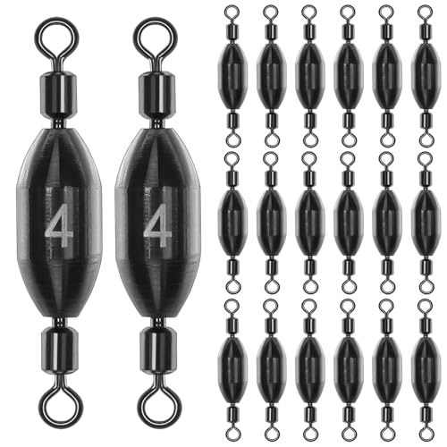 20Pcs Fishing Weights Swivel Brass Sinkers Fishing Weights Saltwater Freshwater Bullet Sinkers Fishing Weight with Swivel Rolling - size: 1/2oz-20pcs