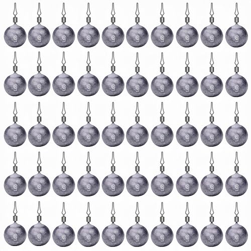 50Pcs Round Fishing Weights Sinkers Ball Fishing Weights Casting Drop Shot Sinkers Catfishing Sinkers Lead Weights Sinkers with Barrel Swivels for Saltwater Freshwater Fishing-(3.5-10g) - size: 3/16oz(5g)-50 Pack