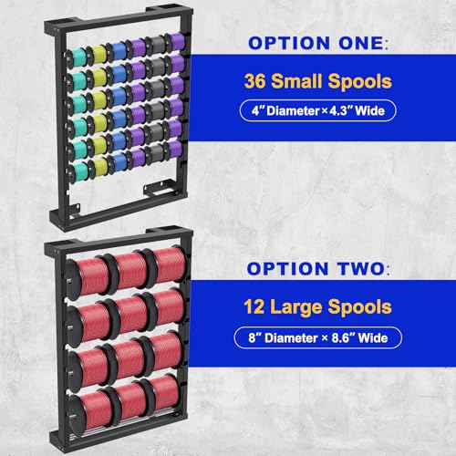 Kipika Portable Wire Spool Rack - Heavy-Duty Steel Cable Dispenser with 4 Adjustable Rods, Spool Rack Holder for Efficient Storage & Dispensing (B: Wall-mounted Wire Spool Holder (6 Rods)) - color: B: Wall-mounted Wire Spool Holder (6 Rods)