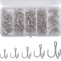 Fishing Treble Hooks Kit, Sharp Replacement Treble Hooks for Lures Baits, High Carbon Steel Fishing Hooks with Stainless Steel Split Rings Set for Bass Trout Walleye Pike - color: Silver_150pcs