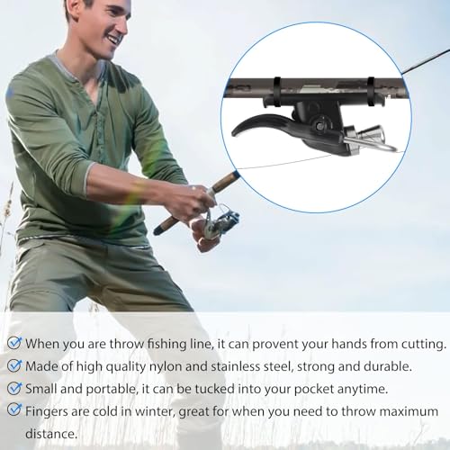 TSV 4PCS Surf Fishing Rod Bait Launcher Cannon, Long Distance Casting Trigger for Fixed Spool Reels, Bionic Thumb Finger Protector for Beach Surf Anglers - color: Black