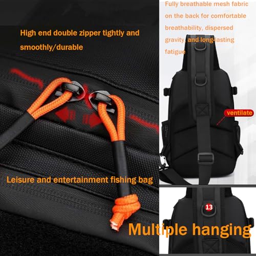 Fishing Backpack Fishing Tackle Storage Bag, Lightweight Waterproof, Modular Compartments Shoulder Sling Pack - Fit Small Fishing Gear