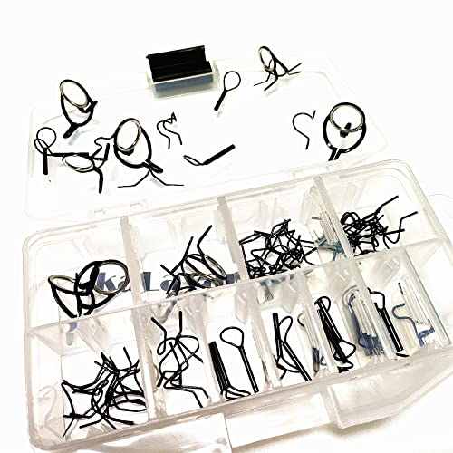 Kalavarma Fly Fishing Rod Repair Guide Kit Classic Fly Rod Wire Loop Fly Tops Sliver,Black,Gun Smoke Color - color: Black