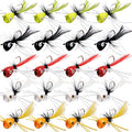 Fly Fishing Popper Lures Kit,Bass Poppers Flies Dry Fly Fishing Flies Panfish Bluegill Popper Bait Bug with Hooks for Freshwater - color: 20pcs Popper Lures Kit