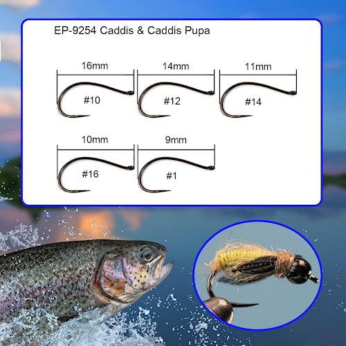 Eupheng 100pcs Plus Best Barbless Competition Fly Fishing Hook Collection, Dry Nymph Strimp&Pupa, Pupa jig Fly Hooks High Carbon Competition Hook - color: Pupa Fly Hook EP-9254, size: 10#
