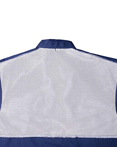 Alimens & Gentle Short Sleeve Fishing Shirt Wicking Fabric Sun Protection Casual Button Down Shirts - color: Navy, size: 3X-Large