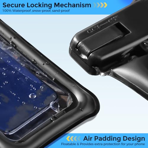ProCase 2 Pack Floating Waterproof Phone Pouch IPX8, Universal Dry Bag Fits iPhone 17/16/15/14/13 Series, Galaxy S24/S23/S22, Pixel 8/7 (Up to 7”), Touchscreen, Underwater & Snow Protection -Black - color: Black