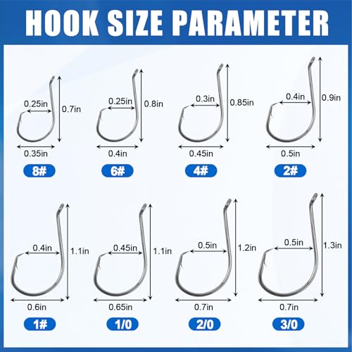 Circle Hooks Saltwater Catfish Fishing Hooks,50/100pcs Octopus Offset Sport Circle Fish Hooks for Catfish Rigs Bass Fishing Saltwater Freshwater Hook Size:8#-10/0 - size: 50pcs_1/0
