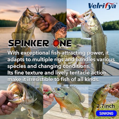 Tentacle Creature Lure, Japanese Style Soft Plastic Baits for Bass Fishing - for Drop Shot, Wacky Rig/Neko Rig and Finesse, Slow Sinking, Soft Bait by Velrifya - color: 05-Dying Gill, size: 2.7-INCH