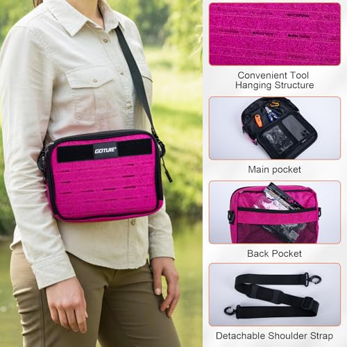 Goture Fishing Backpack, 58L 900D Water-Resistant Insulated Tackle Backpack with Cooler, Rod Holders, 8 Lure Pockets, Detachable Crossbody Bag, Gear Storage Large Fishing Bag for Camping Hiking - color: Bling Pink