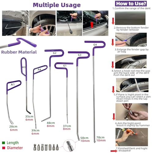 159pcs/Set Auto Body Dent Repair Tools Kit,Big Size Slide Puller&Dent Rods Crowbar,paintless Car Dent Lifter Hail Removal,A Complete Car Dent Repair Tools Set for Professional Car Repair Shop