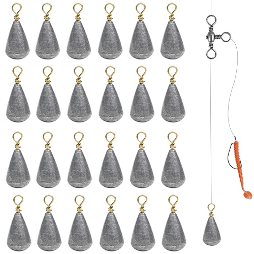 Bass Casting Sinkers Fishing Weights - 20/30pcs Bell Sinkers Drop Shot Weights with Brass Swivels for Saltwater & Freshwater - style: 3/4oz 20pcs