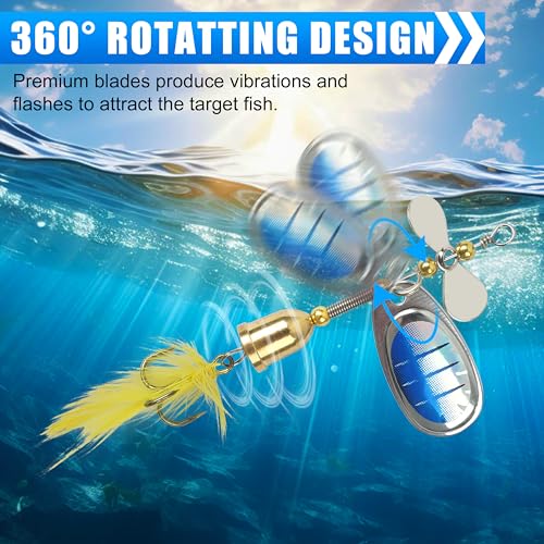 Spinnerbaits Rooster Bait Tail Fishing Lures Kit Inline Spinner Spoon Lures Bass Salmon Trout Hard Metal Spinner Baits for Saltwater Freshwater - style: 10pcs Spinnerbaits-b