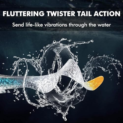 GOTOUR Pre-Rigged Soft Fishing Lures with Weedless Hook, Lifelike Paddle Tail Swimbaits for Bass Fishing, Freshwater & Saltwater Fishing Bait, Fishing Tackle for Bass, Pike, Trout, and Walleye - color: B1-2.5"-0.18oz