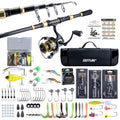Goture Fishing Rod and Reel Combos,1.8M-2.7M Telescopic Fishing Pole Spinning Reel Line Lures Set with Carrier Bag,Telescopic Rod Kit for Starter Travel Saltwater Freshwater Gear Gift - color: A5:Fishing Pole Kit with Carrier Bag, size: 7 ft/2.1 m