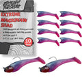 Mackinaw Shad Pre Rigged Swimbait, Paddle Tail Swim Baits, Ready to Fish Soft Plastic Swimbaits, Swim Baits for Bass Fishing, Saltwater Fishing Lures and Freshwater Fishing Lures - color: Pink & Blue
