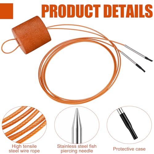 2 Pcs Fishing Stringer Heavy Duty with Float, Fish Stringer System, 15 ft 550lbs Fishing Holder with Metal Needle, Durable Rubber for Caught Fish Freshwater Saltwater Angling - color: Orange