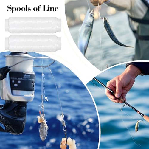 TIESOME 2PCS Fishing Bait Elastic Thread, 0.2mm 820 FT Per Spool Invisible Magic Fishing Line Fishing Bait String No Knots Required Bait Keeper Stretchy Clear String for Salmon Sturgeon Catfish