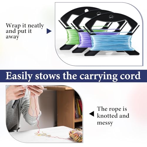 4 Pcs Rope Winder, Paracord Spool Line Winder Rope and Cord Organizer Fishing Line Cable Bobbins Prevent Knots Recoils and Kinks for Anchor Lines, Mooring Lines, Ski Ropes Black