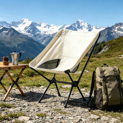Wind Tour Portable Camping Chair Lightweight Foldable Outdoor Chair for Hiking Camp Backpacking Lawn Beach Fishing Picnic with Carry Bag (White-2) - color: White-2