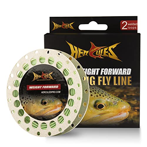HERCULES Fly Fishing Line Floating Weight Forward Fly Line with Double Welded Loop - color: Moss Green, size: WF3F 90FT