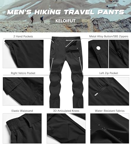 Men's Convertible Hiking Pants Zip Off Quick Dry Lightweight Safari Travel Camping Fishing Cargo Outdoor Pants - color: Black, size: 32