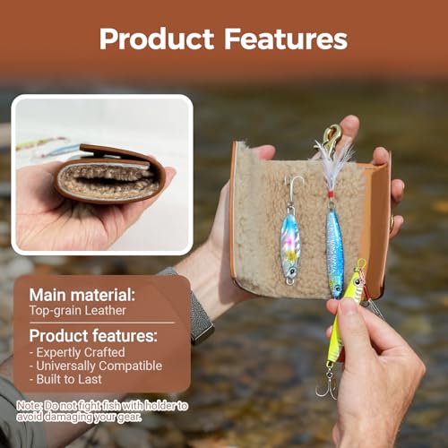 Handmade Brown Leather Fishing Lure Case | Fly Wallet With Wool Lining (Dark Brown) - color: Dark Brown