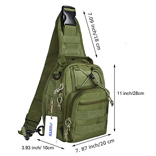 FAMI Outdoor Tactical Bag Backpack, Military Sport Bag Pack Sling Shoulder Backpack Tactical Satchel for Every Day Carry (Army Green) - color: Army Green