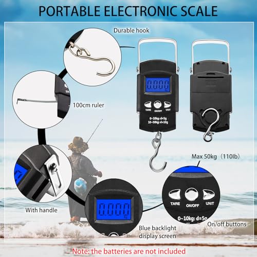 Honoson Fishs Hook Remover Tools Kit Include 1 Pcs Handheld Digital Fish Scale and Fishing Hook Remover Tool and Fish Lip Gripper and Fishing Plier with Sheath and 2 Pcs Fishs Tool Lanyards - color: Silver