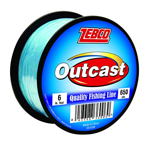 Zebco Outcast Monofilament Fishing Line, Low Memory and Stretch, High Tensile Strength - color: Blue, size: 650-Yard/6-Pound
